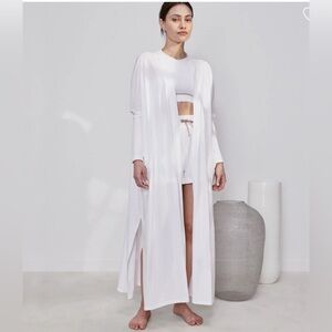 Lunya | organic Pima long cardigan, white, like NEW, oversized fit one size